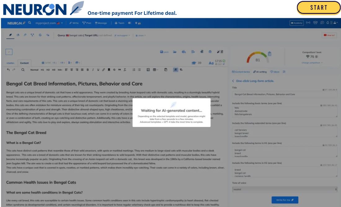 NeuronWriter Lifetime Deal